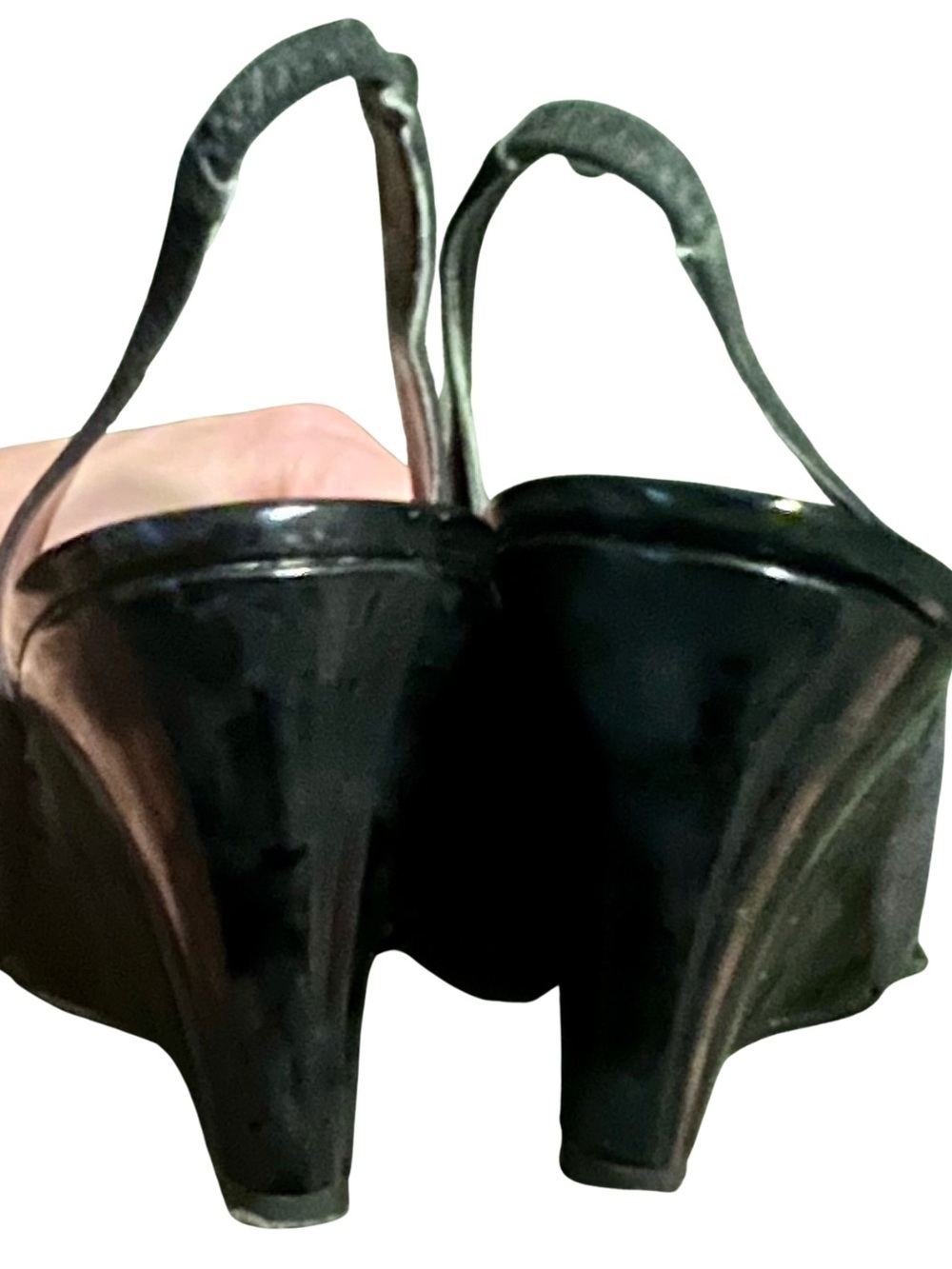 Impo Viola II Black Wedge Slingback Sandals w/ Checker Bow Size 9 - Picture 4 of 8